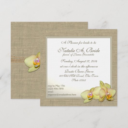 Country Yellow Orchid Vrijgezellenfeest Kaart (Voorkant / Achterkant)