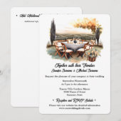 Country zomer buiten waterverf dineren bruiloft kaart (Voorkant / Achterkant)