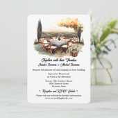 Country zomer buiten waterverf dineren bruiloft kaart (Staand voorkant)