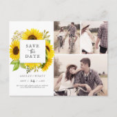 Country Zonnebloem 3 Foto Collage Save the Date Uitnodiging Briefkaart (Voorkant)