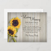 Country zonnebloem backerboard sympathie dank u briefkaart (Voorkant / Achterkant)