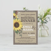 Country Zonnebloemen Rustiek repetitie diner Kaart (Staand voorkant)