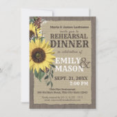 Country Zonnebloemen Rustiek repetitie diner Kaart (Voorkant)