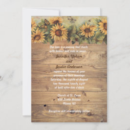 Country Zonnebloemen & Vlinders Bruiloft  Kaart