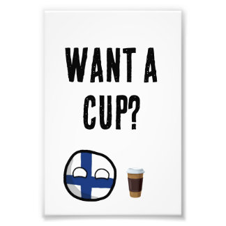 Countryball Finlandia Want a cup of coffee Foto Afdruk