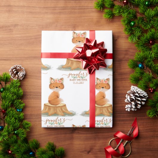 Countryside Fox Daisy Baby Shower Farmhouse Cadeaupapier (Feestdagen Geschenken)