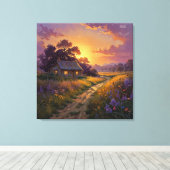 Countryside Glow - Painterly Style Landscape Canvas Afdruk (Insitu (Houten vloer))