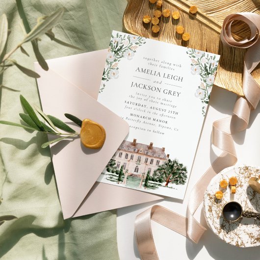 Countryside Manor bruiloft uitnodiging