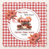 Countryside Picknick Geruite Bruiloft  Kartonnen Onderzetters (Voorkant)