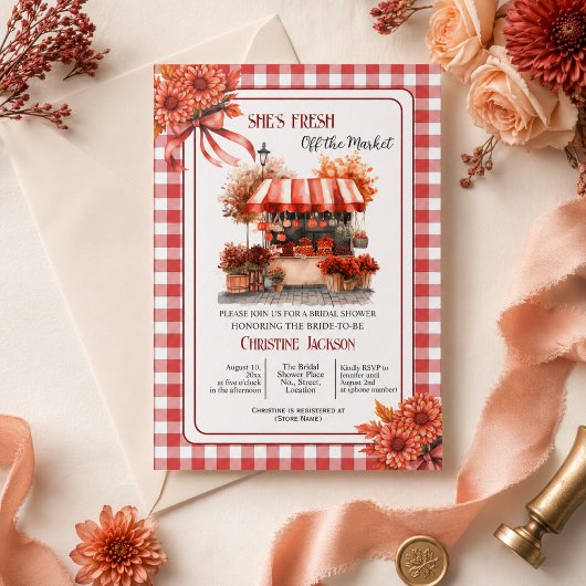 Countryside Picknick Gingham Bruidsfeest  Kaart
