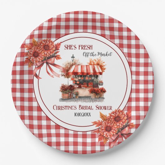 Countryside Picknick Gingham Bruidsmeisje Feest Papieren Bordje (Voorkant)