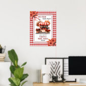 Countryside Picknick Gingham Bruiloft Feest Welkom Poster (Thuiskantoor)