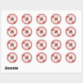 Countryside Picknick Gingham Bruiloftsfeest  Ronde Sticker (Vel)