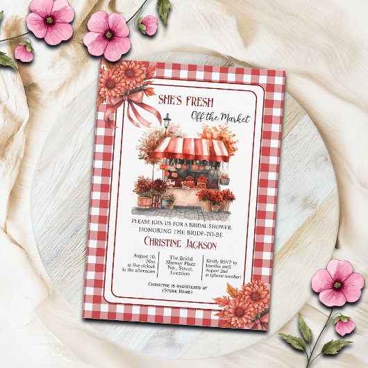 Countryside Picnic Gingham Bridal Shower  Kaart