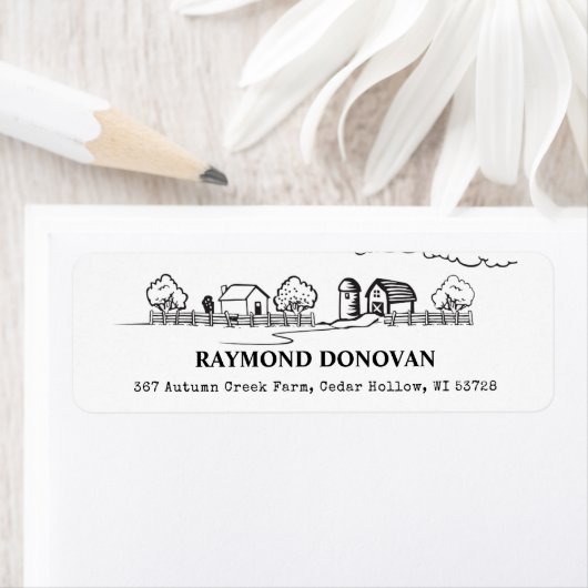 Countryside Rustic Farmhouse Return Address  Etiket (Insitu)