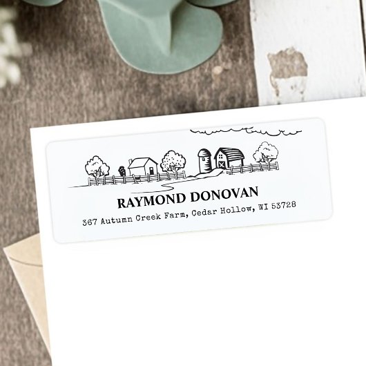 Countryside Rustic Farmhouse Return Address  Etiket