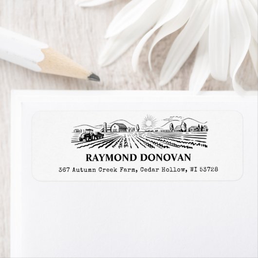 Countryside Rustic Farmland Return Address Etiket (Insitu)