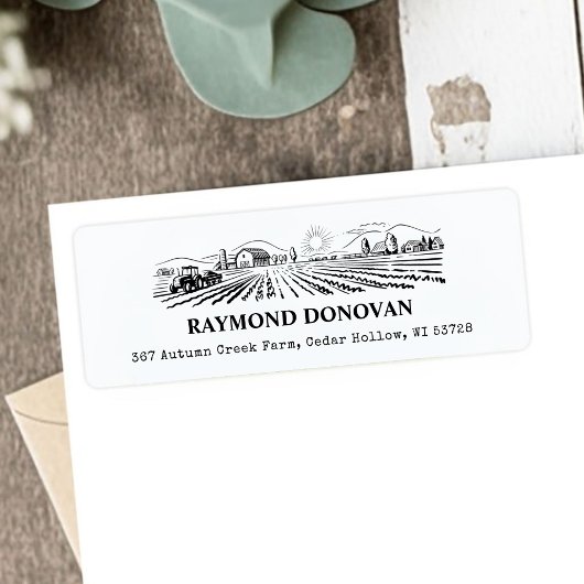 Countryside Rustic Farmland Return Address  Etiket