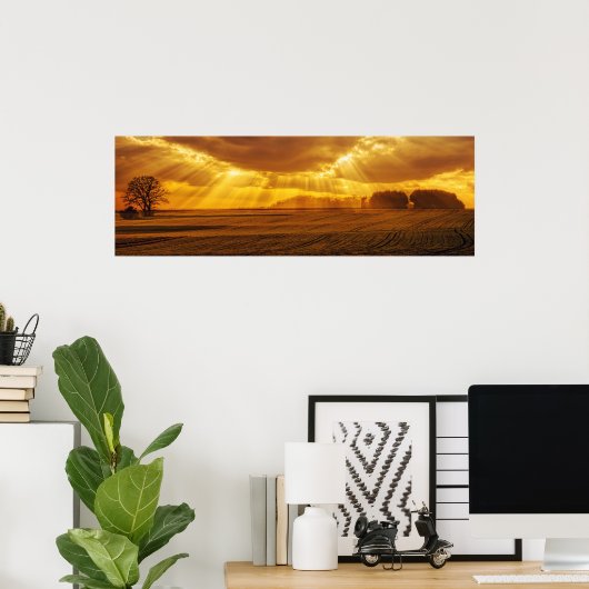 Countryside Sunset Panorama Poster (Thuiskantoor)