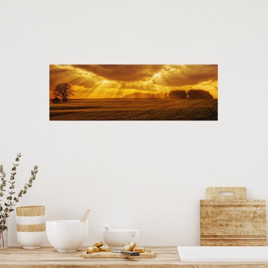 Countryside Sunset Panorama Poster (Keuken)