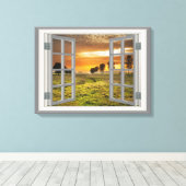 Countryside Twilight Koe Boerderij Verenigde State Canvas Afdruk (Insitu (Houten vloer))