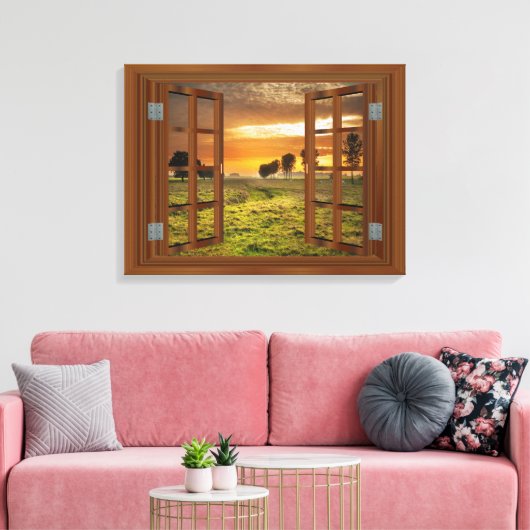 Countryside Twilight Koe Boerderij Verenigde State Canvas Afdruk (Insitu (Woonkamer))