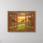 Countryside Twilight Koe Boerderij Verenigde State Canvas Afdruk (Voorkant)