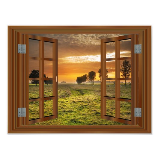 Countryside Twilight Koe Boerderij Verenigde State Foto Afdruk (Voorkant)