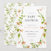 Countryside Wildflower Baby shower Uitnodiging (Voorkant / Achterkant)