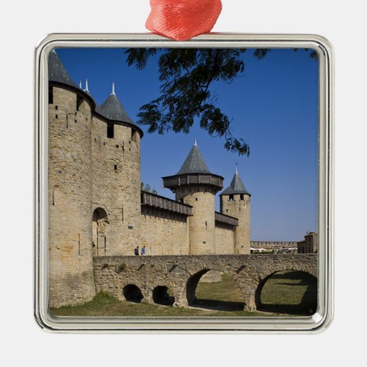 Counts Castle, Carcassonne, Aude, Languedoc Metalen Ornament (Voorkant)