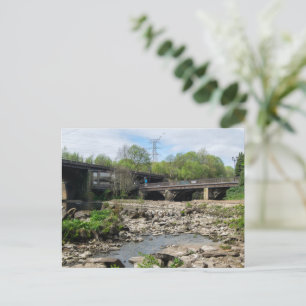 County Bridge en de rivier Calder, Sowerby Bridge Briefkaart