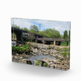 County Bridge en de rivier Calder, Sowerby Bridge Fotoblokken