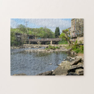 County Bridge en de rivier Calder, Sowerby Bridge Legpuzzel