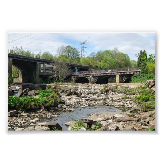 County Bridge en de rivier de Calder, Sowerby Brid Foto Afdruk (Voorkant)