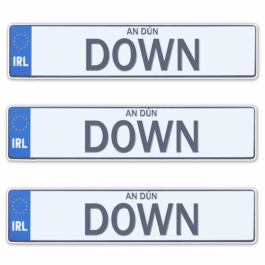 County Down Irish Reg Bord Decal Stickers x 3 (Voorkant)