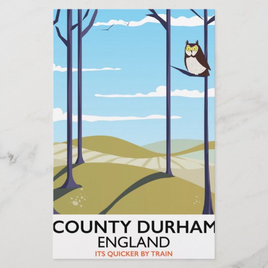 County Durham, Engeland treinposter Briefpapier (Voorkant)