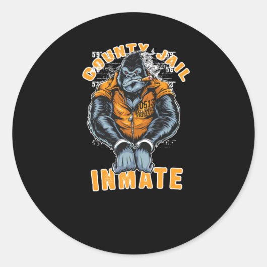 County Jail Inmate Ronde Sticker (Voorkant)