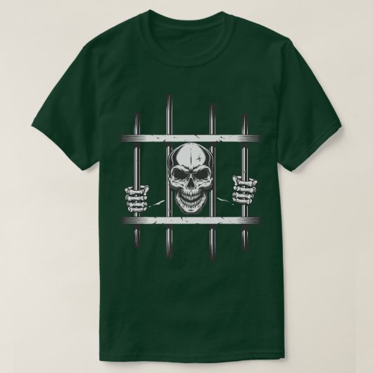 County Jail Inmate Skeleton Prisoner Halloween T-shirt (Design voorkant)