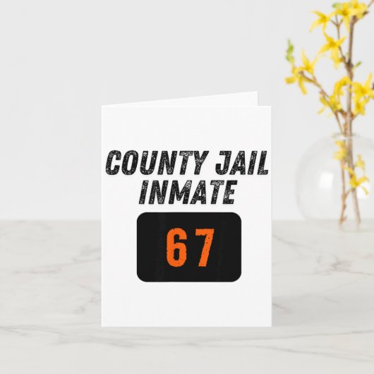 County Jail Prison Inmate 67 Halloween Funny Mens  Kaart (Gele Bloem)