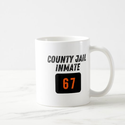 County Jail Prison Inmate 67 Halloween Funny Mens  Koffiemok (Rechts)
