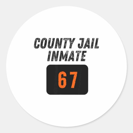 County Jail Prison Inmate 67 Halloween Funny Mens  Ronde Sticker (Voorkant)
