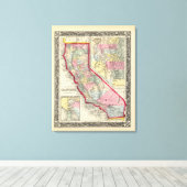 County Map of California Canvas Afdruk (Insitu (Houten vloer))