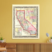 County Map of California Canvas Afdruk (Insitu (Woonkamer))