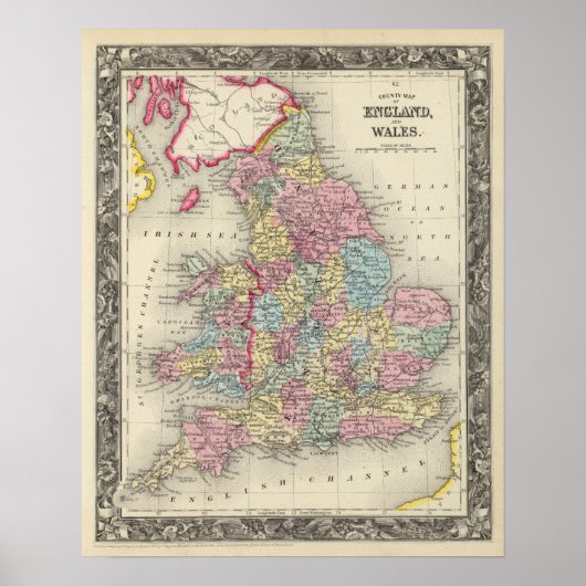 County Map of England and Wales Poster (Voorkant)