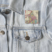 County Map of England and Wales Vierkante Button 5,1 Cm (In situ)
