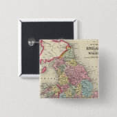County Map of England and Wales Vierkante Button 5,1 Cm (Voorkant /achterkant)