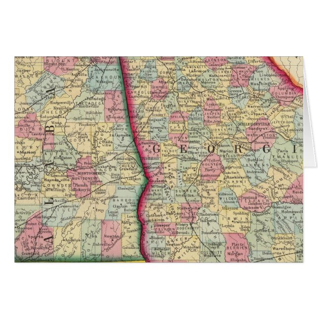 County Map of Georgia en Alabama (Voorkant Horizontaal)