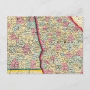County Map of Georgia en Alabama Briefkaart