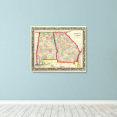 County Map of Georgia en Alabama Canvas Afdruk (Insitu (Houten vloer))