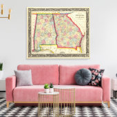 County Map of Georgia en Alabama Canvas Afdruk (Insitu (Woonkamer))